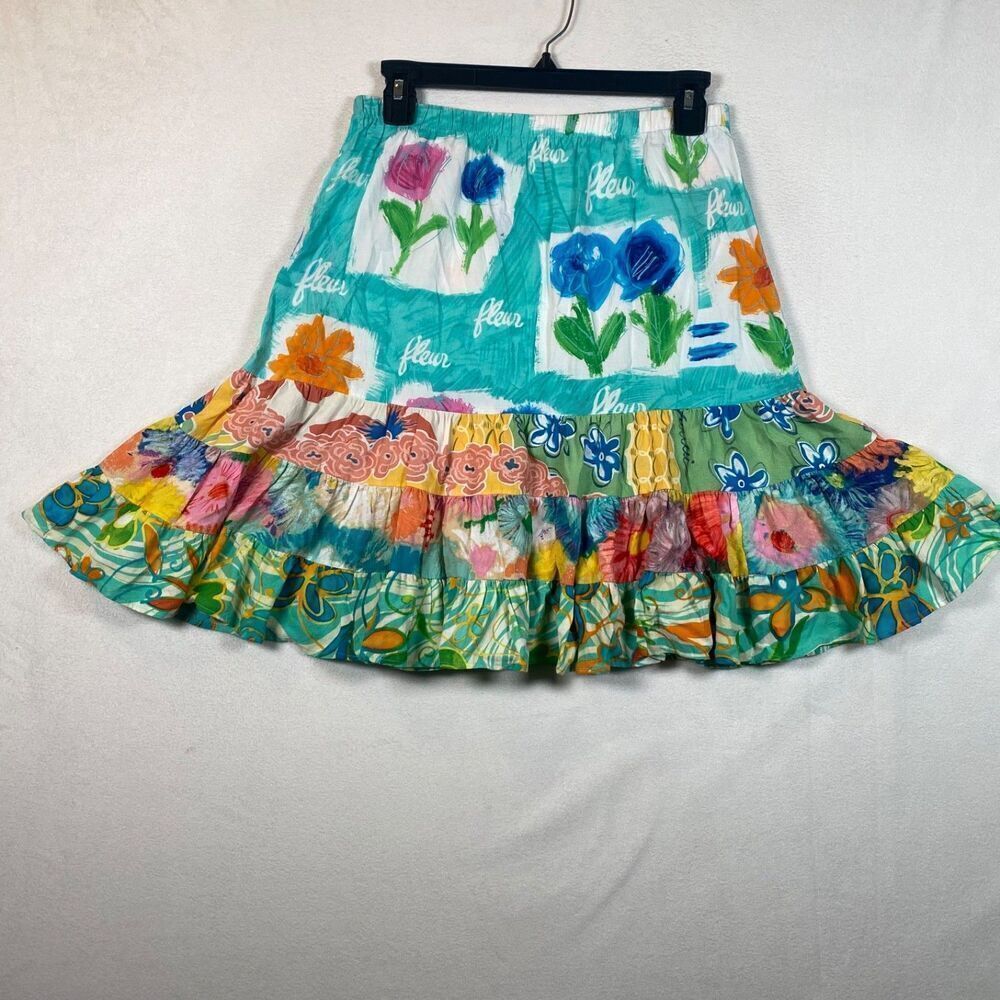 Jams World Dreamcicle Fleur Floral Print Skirt Size M Rayon Made in Hawaii Boho